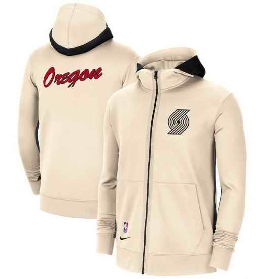 Men Nike Portland Trail Blazers Cream City Edition Showtime Full Zip Hoodie